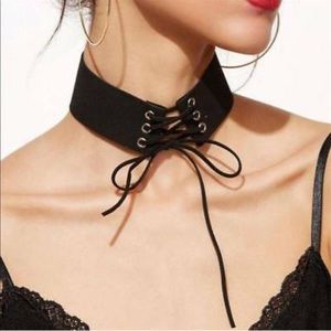 Velvet Lace Up Choker